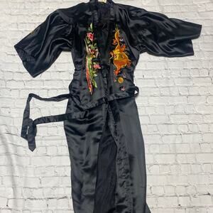 Vintage Golden Bee Embroidered Kimono Robe XL